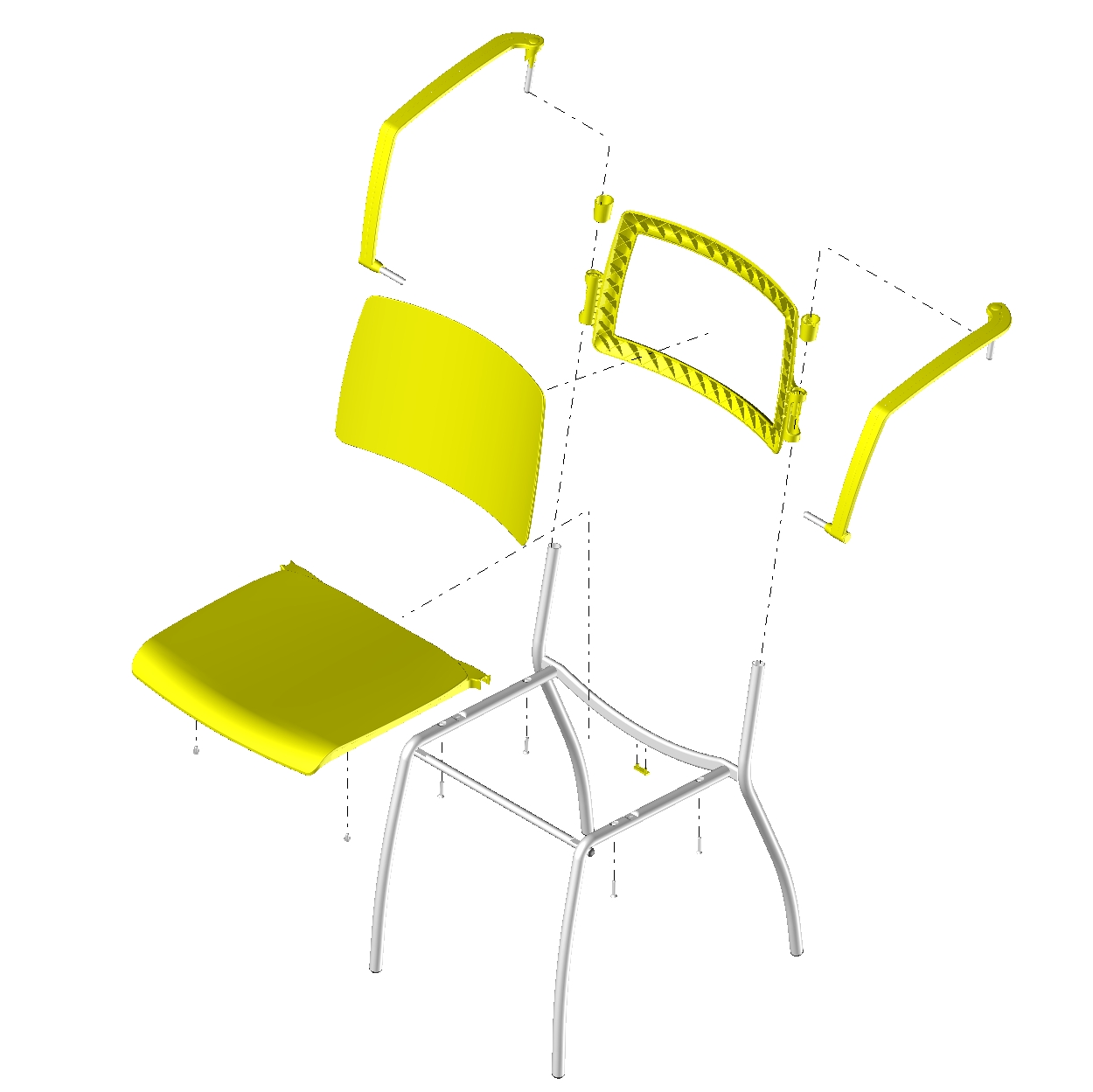 Sedia Da Ufficio Impilabile - Monoscocca Plastica Rossa, Struttura Metallo Nero - Foto 5