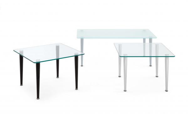 GLASS TABLES WITH CONIC LEGS